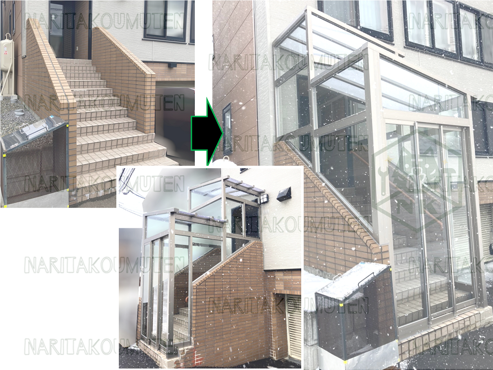 玄関フード・風除室を新設