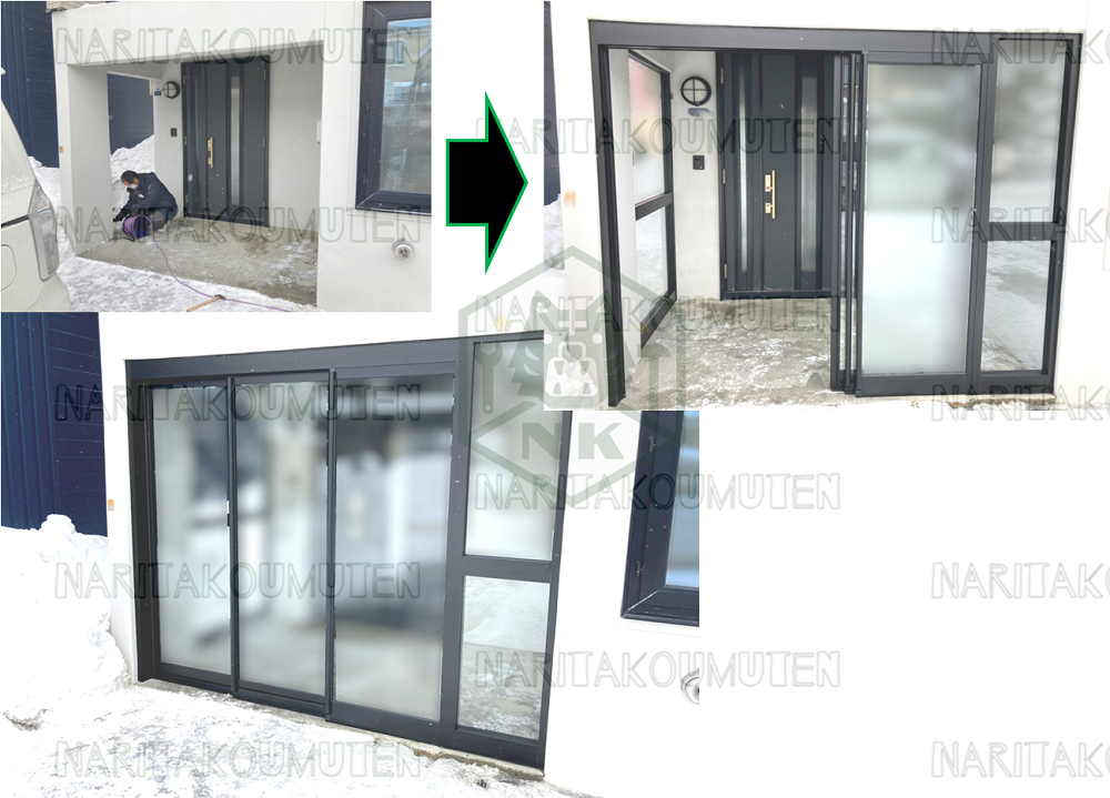 玄関フード・風除室を新設