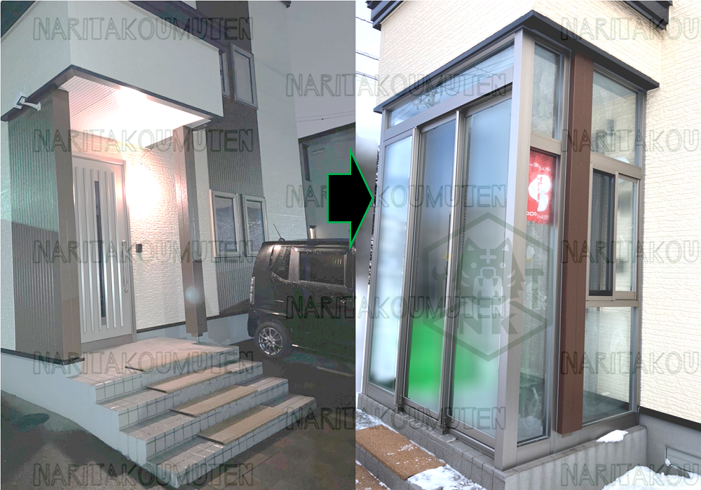 玄関フード・風除室を新設