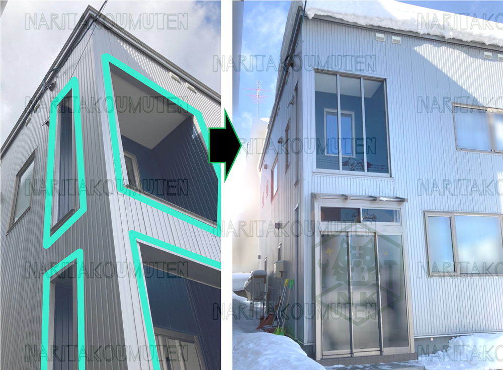 玄関フード・風除室を新設